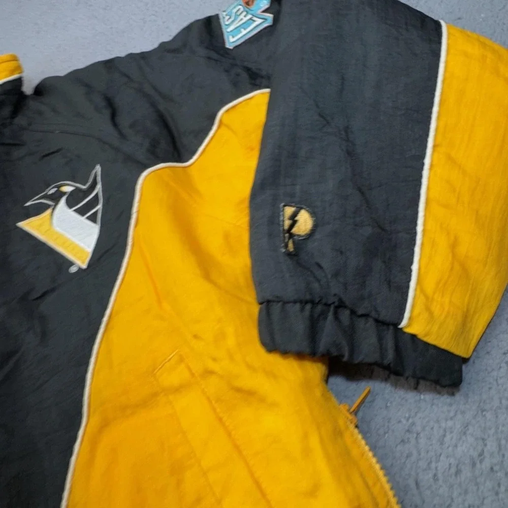 Vintage Pittsburgh Penguins Pullover Jacket Boys Large Black NHL Pro Player 90s